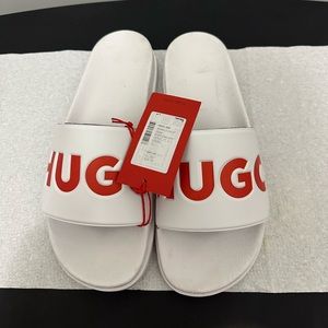 Hugo Boss red/white mens slides size 11